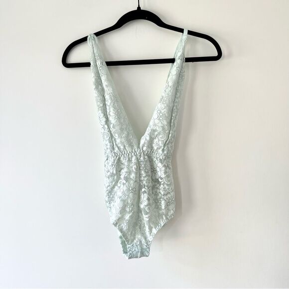 NWT Free People We are Hah Comin' In Haht Lace Bodysuit in Blue Teal - Picture 4 of 8